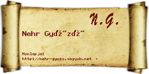 Nehr Győző névjegykártya